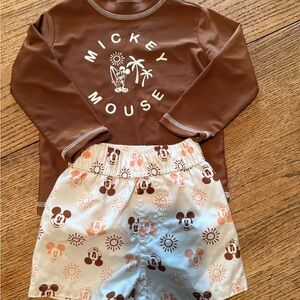 Boys Brown Mickey Mouse Swim Set 12 months